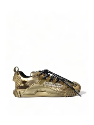 Złote Sneakersy NS1 z Detalami Logo Dolce & Gabbana