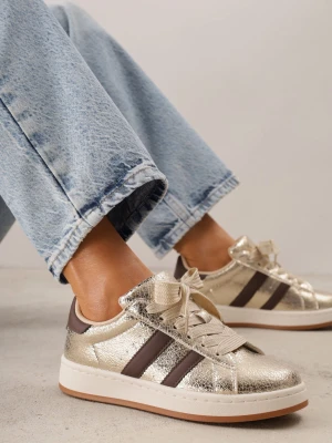 Złote Sneakersy Ozdobione Paskami Dolirenna Gowin