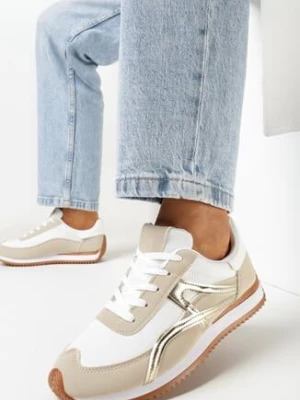 Złote Sneakersy przed Kostkę z Przeszyciami Cidju