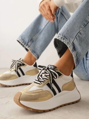 Złote Streetwearowe Sneakersy Chunky VICES na Platformie Ilnatea