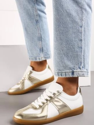 Złoto-Białe Sneakersy w Stylu Klasycznych Tenisówek Filtris
