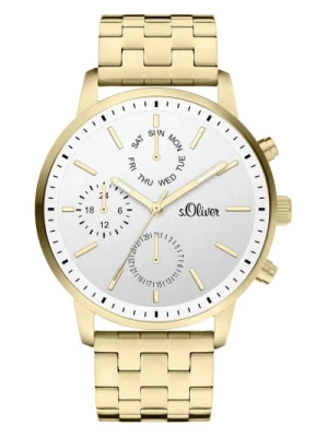Złoto-Biały Stalowy Zegarek Chronograf s.Oliver