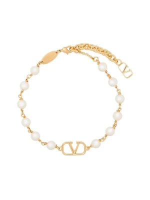 Złoty bransoletka z perłą VLogo Valentino Garavani