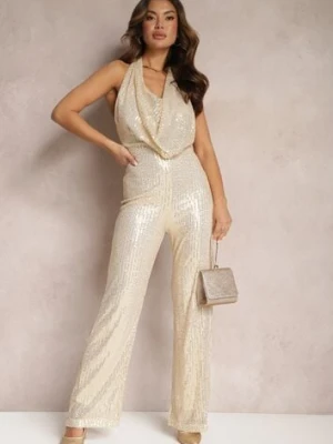 Złoty Długi Kombinezon na Szyję w Cekiny Axolina elsa.m by may