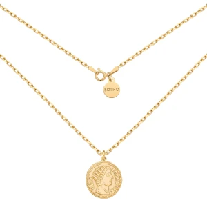 Złoty masywny łańcuszek z dużą monetą : Długość - 45 cm SOTHO