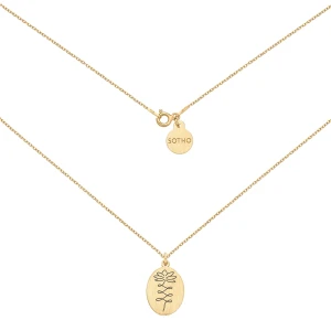 Złoty medalion z kwiatem lotosu : Długość - 50 cm SOTHO