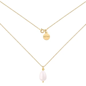 Złoty naszyjnik z naturalną perłą : Długość - 45 cm SOTHO