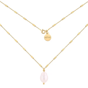 Złoty naszyjnik z naturalną perłą : Długość - 45 cm SOTHO