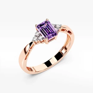 Złoty pierścionek z ametystem i diamentami Filipowicz