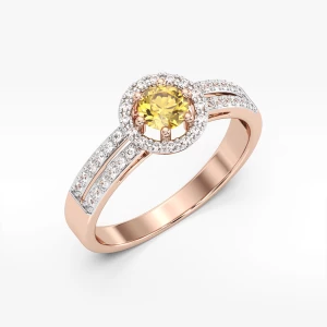 Złoty pierścionek z cytrynem i diamentami Filipowicz