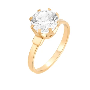 Złoty pierścionek z dużą cyrkonią : pierścionki - 16 SOTHO