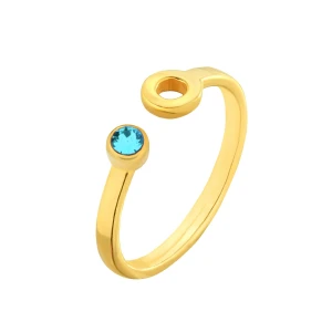 Złoty pierścionek z karmą i kryształkiem Blue Zircon SWAROVSKI® CRYSTAL SOTHO