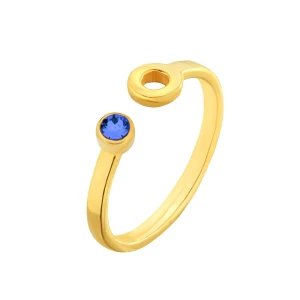 Złoty pierścionek z karmą i kryształkiem Capri Blue SWAROVSKI CRYSTAL SOTHO