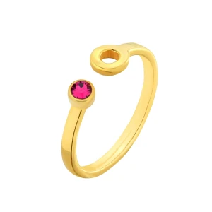 Złoty pierścionek z karmą i kryształkiem Fuchsia SWAROVSKI® CRYSTAL SOTHO