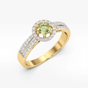 Złoty pierścionek z oliwinem i diamentami Filipowicz