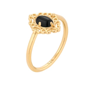 Złoty pierścionek z onyksem : pierścionki - 17 SOTHO