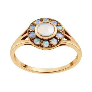 Złoty pierścionek z opalami - Kolekcja Wiktoriańska Wiktoriańska - Biżuteria YES