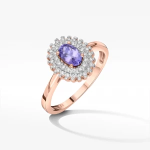 Złoty pierścionek z tanzanitem i diamentami Filipowicz