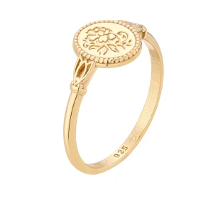 Złoty pierścionek zdobiony różą : pierścionki - 10 SOTHO