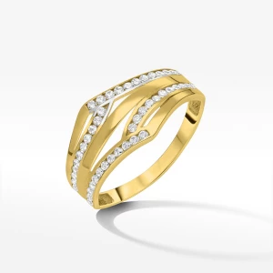 Złoty przeplatany pierścionek z cyrkoniami Filipowicz