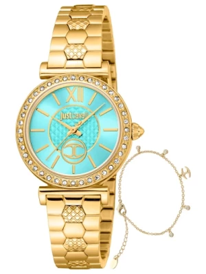 Złoty Turkusowy Zegarek Analogowy dla Kobiet Just Cavalli