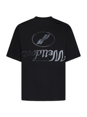 Zniszczony Czarny T-shirt z odwróconym logo We11Done