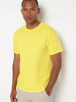 Żółta Bawełniana Koszulka T-shirt w Stylu Basic Malorisa