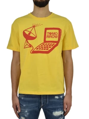 Żółta Bawełniana Męska Koszulka z Monochromatycznym Nadrukiem Stella McCartney