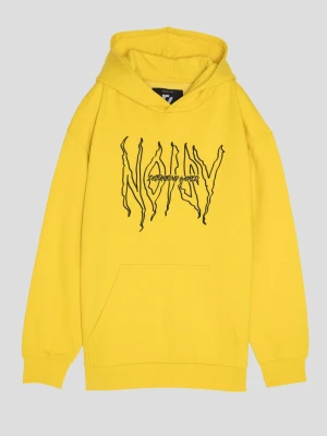 Żółta bluza dresowa z kapturem i nadrukiem Reporter