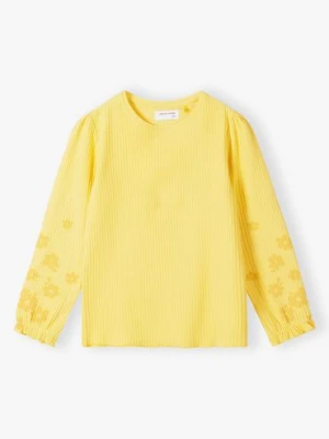 Żółta bluzka dla dziewczynki z nadrukiem przy rękawach Lincoln & Sharks by 5.10.15.