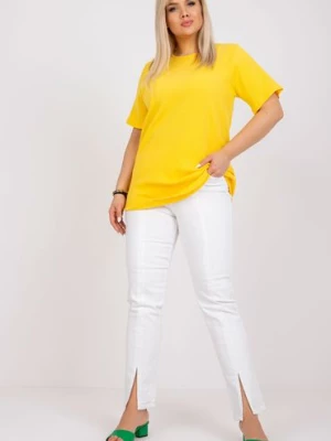Żółta bluzka plus size z materiału prążkowanego Stella BASIC FEEL GOOD