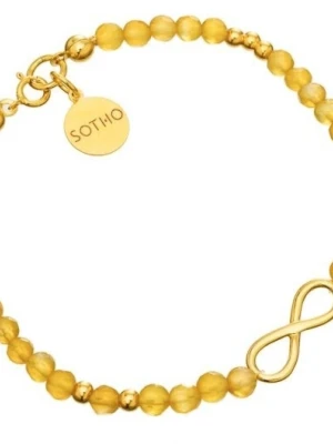 Żółta bransoleta z jadeitu ze złotą nieskończonością SOTHO