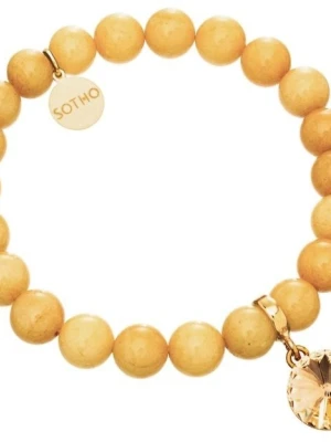 Żółta bransoletka nefryt bursztynowy kryształ Rivoli SWAROVSKI® ELEMENTS SOTHO