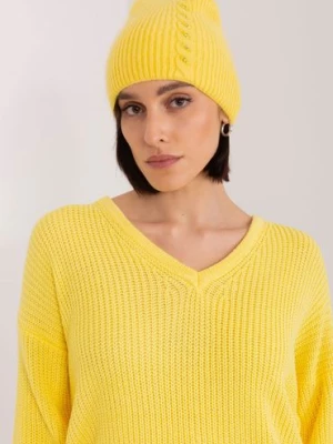 Żółta damska czapka z dzianiny Wool Fashion Italia