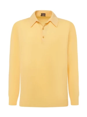 Żółta długa koszulka polo z bawełny Kiton