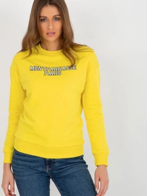 Żółta dresowa bluza bez kaptura z napisem