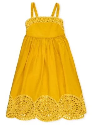 Żółta Juniorowa Bawełniana Sukienka z Falbaną Stella McCartney