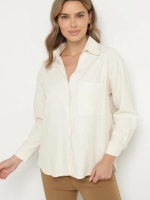 Żółta Koszula Bawełniana w Delikatne Prążki Lissse bludeise