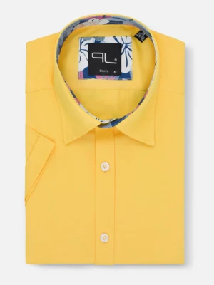 Żółta koszula męska z krótkim rękawem Pako Lorente