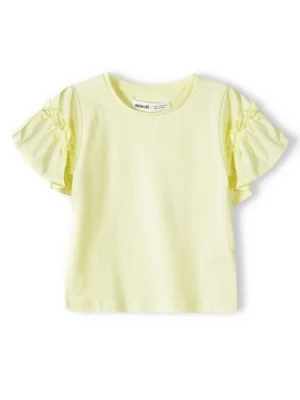 Żółta koszulka bawełniania dla dziewczynki z falbankami Minoti