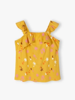 Żółta koszulka na ramiączka dla dziewczynki z falbanką 5.10.15.