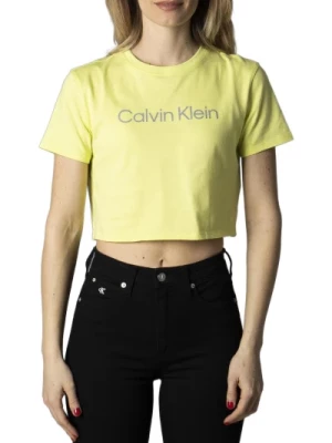 Żółta Koszulka z Nadrukiem Calvin Klein