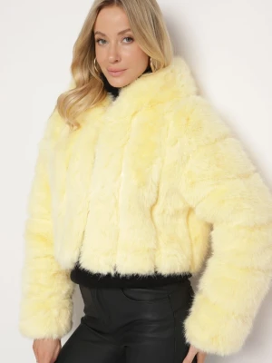 Żółta Kurtka Futrzana o Krótkim Pikowanym Kroju Hemeriana Wool Fashion