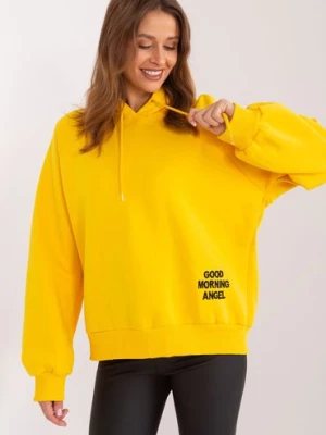 Żółta ocieplana bluza oversize z kapturem i napisem