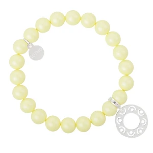 Żółta pastelowa bransoletka perły SWAROVSKI® ELEMENTS ze srebrną rozetą SOTHO