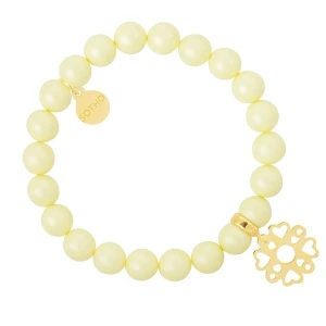 Żółta pastelowa bransoletka perły SWAROVSKI® ELEMENTS ze złotą rozetą SOTHO