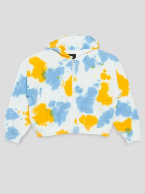Żółta rozpinana bluza z kapturem tie dye Reporter