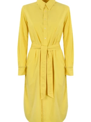 Żółta Sukienka Koszulowa z Długimi Rękawami Ralph Lauren