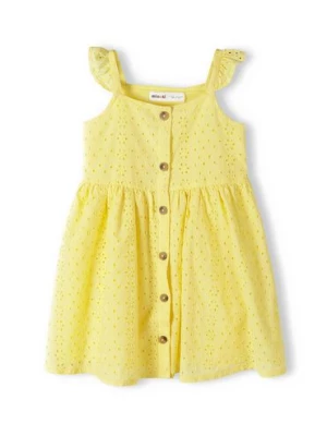 Żółta sukienka niemowlęca haftowana na ramiączkach Minoti