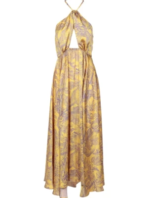 Żółta Sukienka z Bawełny z Wiązaniem Simona Corsellini